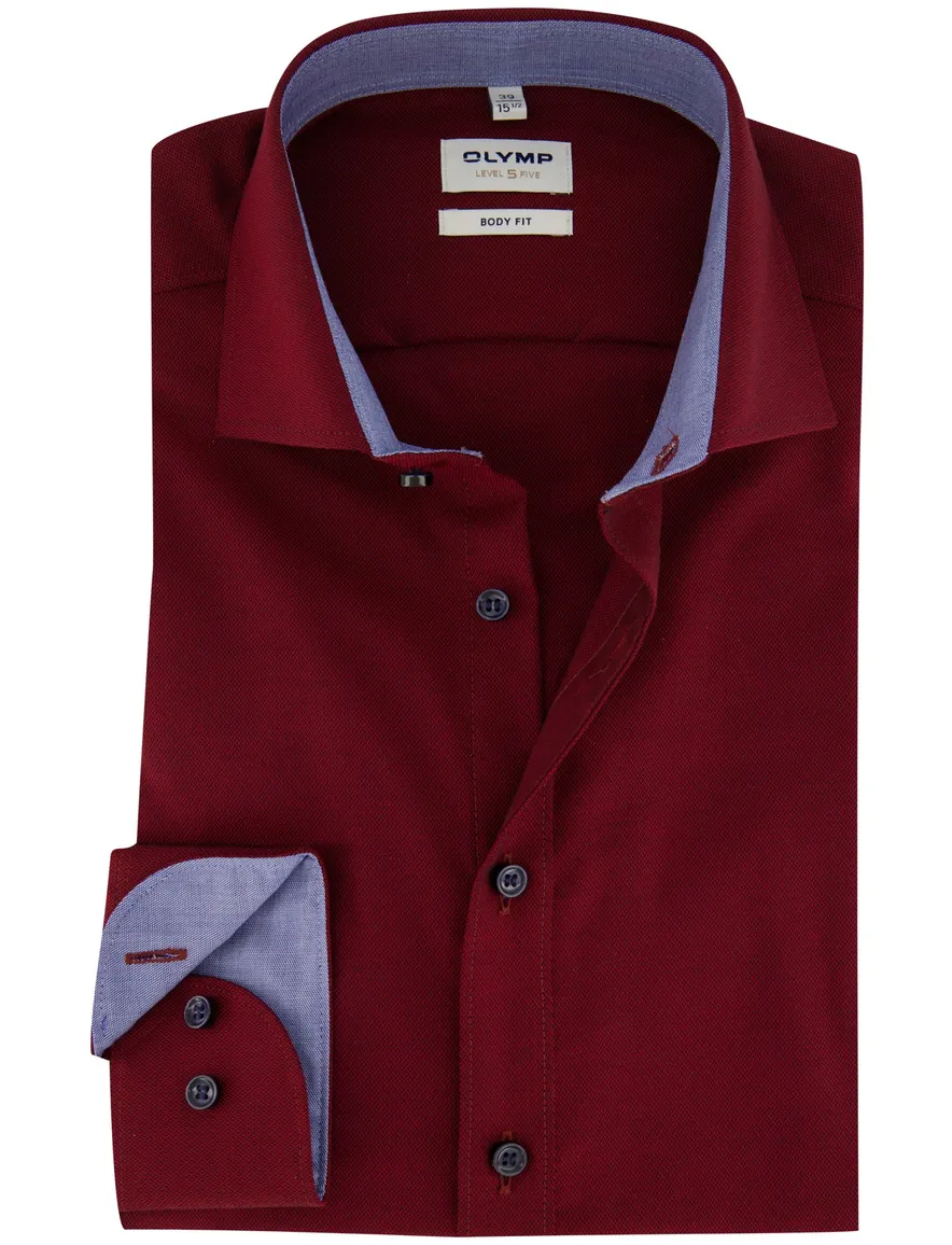 Olymp overhemd rood body fit