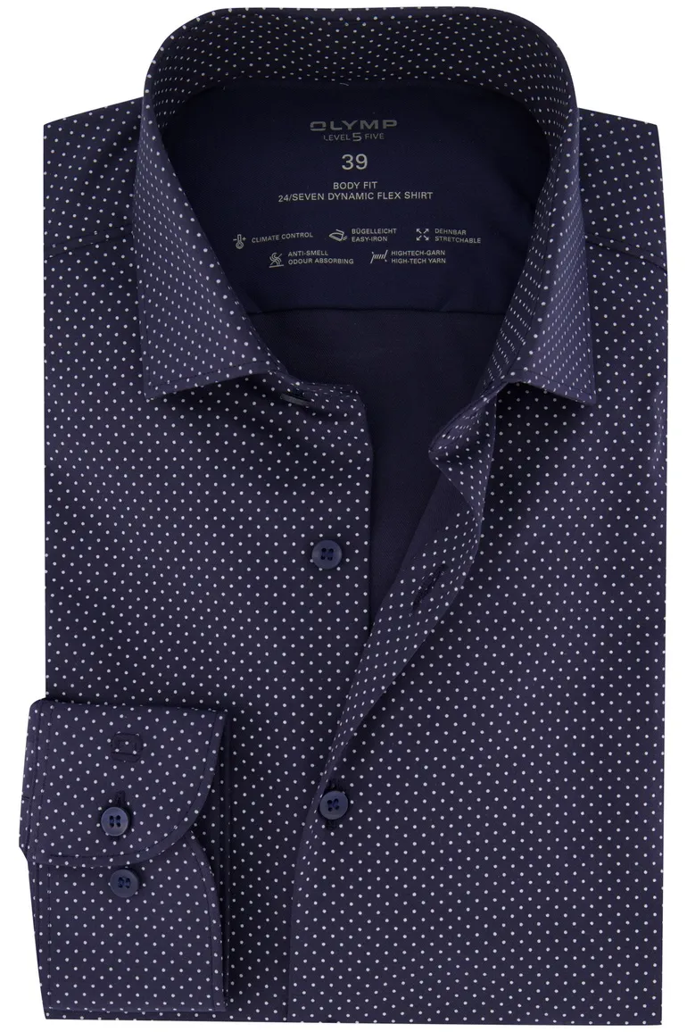 Olymp overhemd navy body fit gestipt