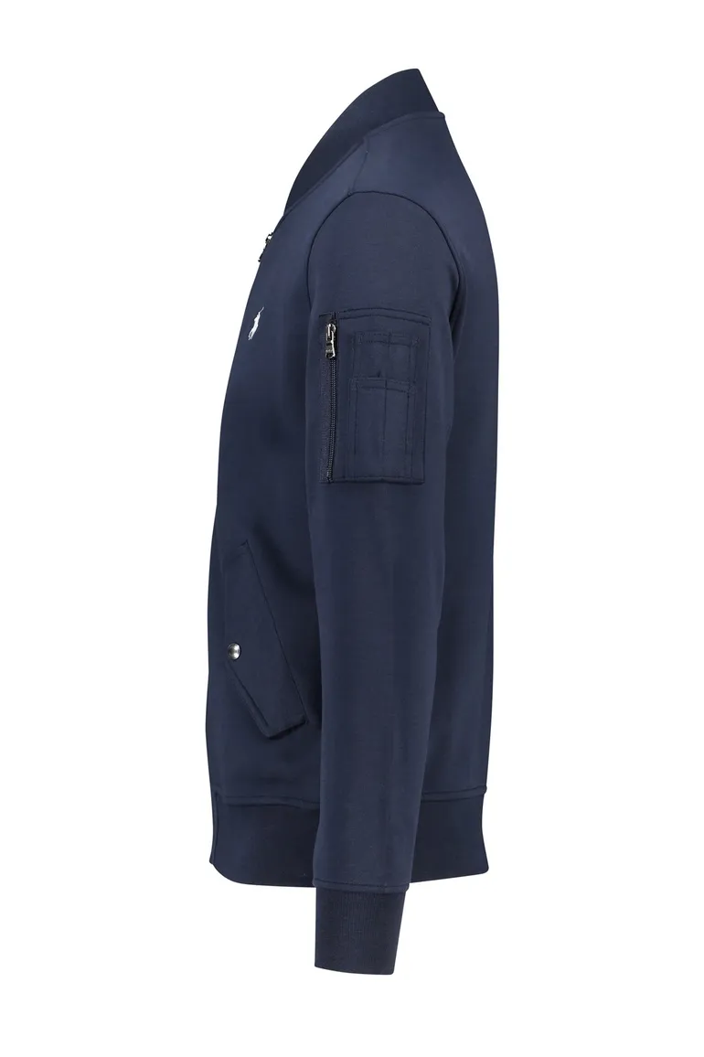 Donkerblauw Polo Ralph Lauren vest ronde hals rits effen katoen