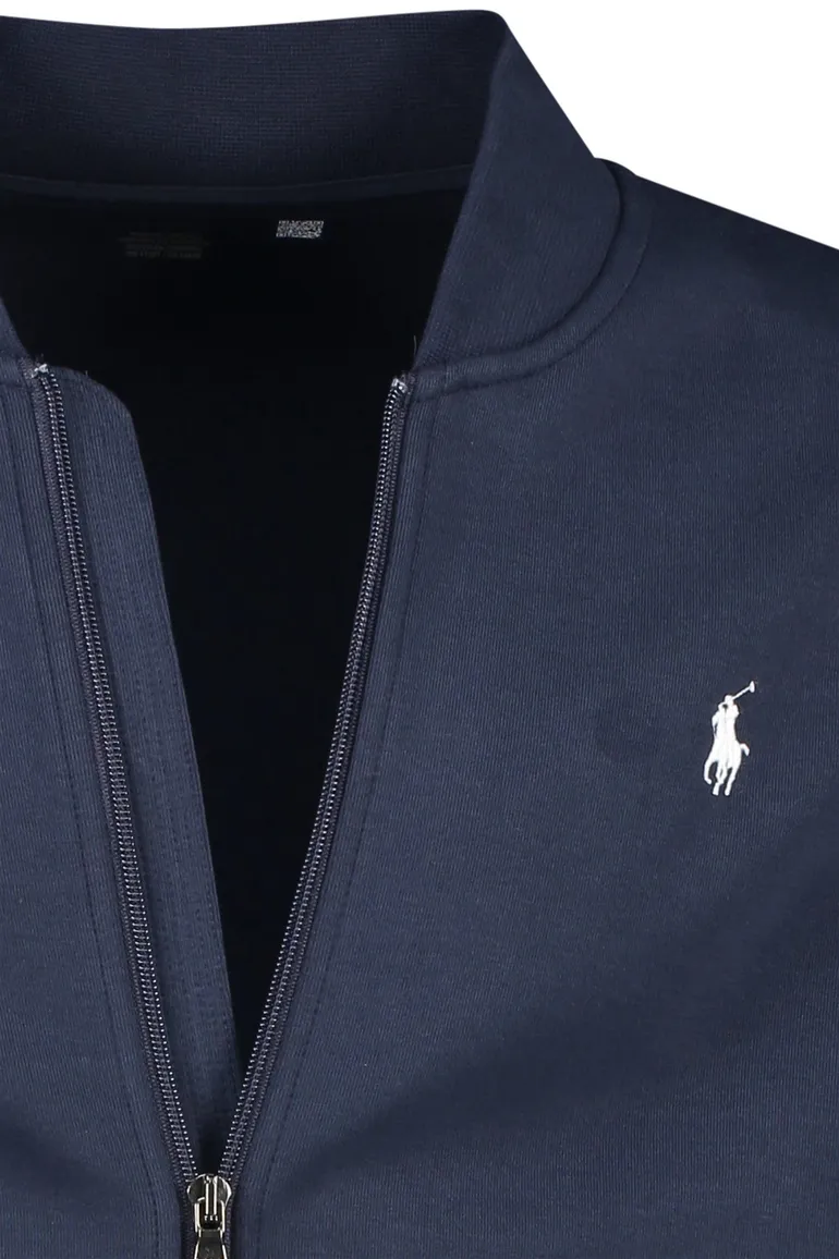 Donkerblauw Polo Ralph Lauren vest ronde hals rits effen katoen