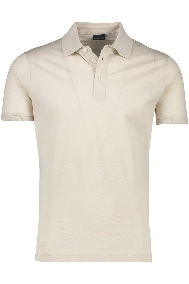 Paul & Shark beige polo 3-knoops katoen wijde fit