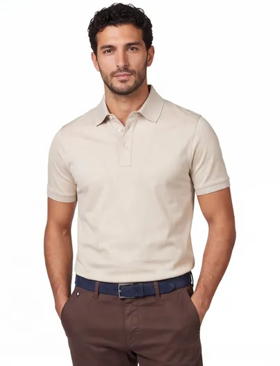 Paul & Shark Paul & Shark beige polo 3-knoops katoen wijde fit