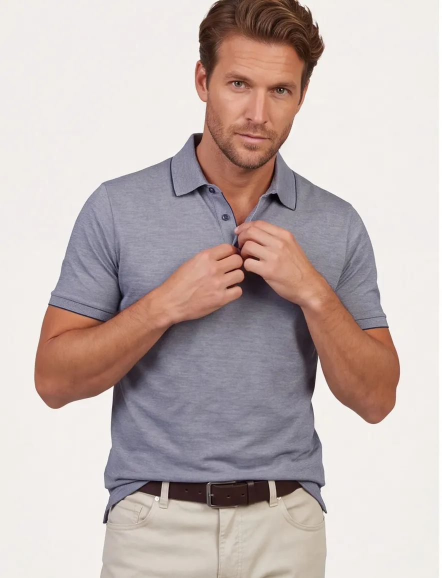 Paul & Shark navy gemêleerde polo wijde fit katoen 3-knoops