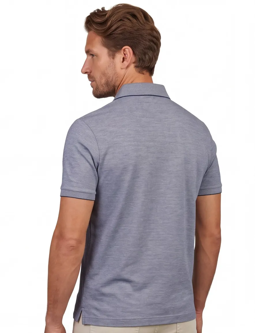 Paul & Shark navy gemêleerde polo wijde fit katoen 3-knoops
