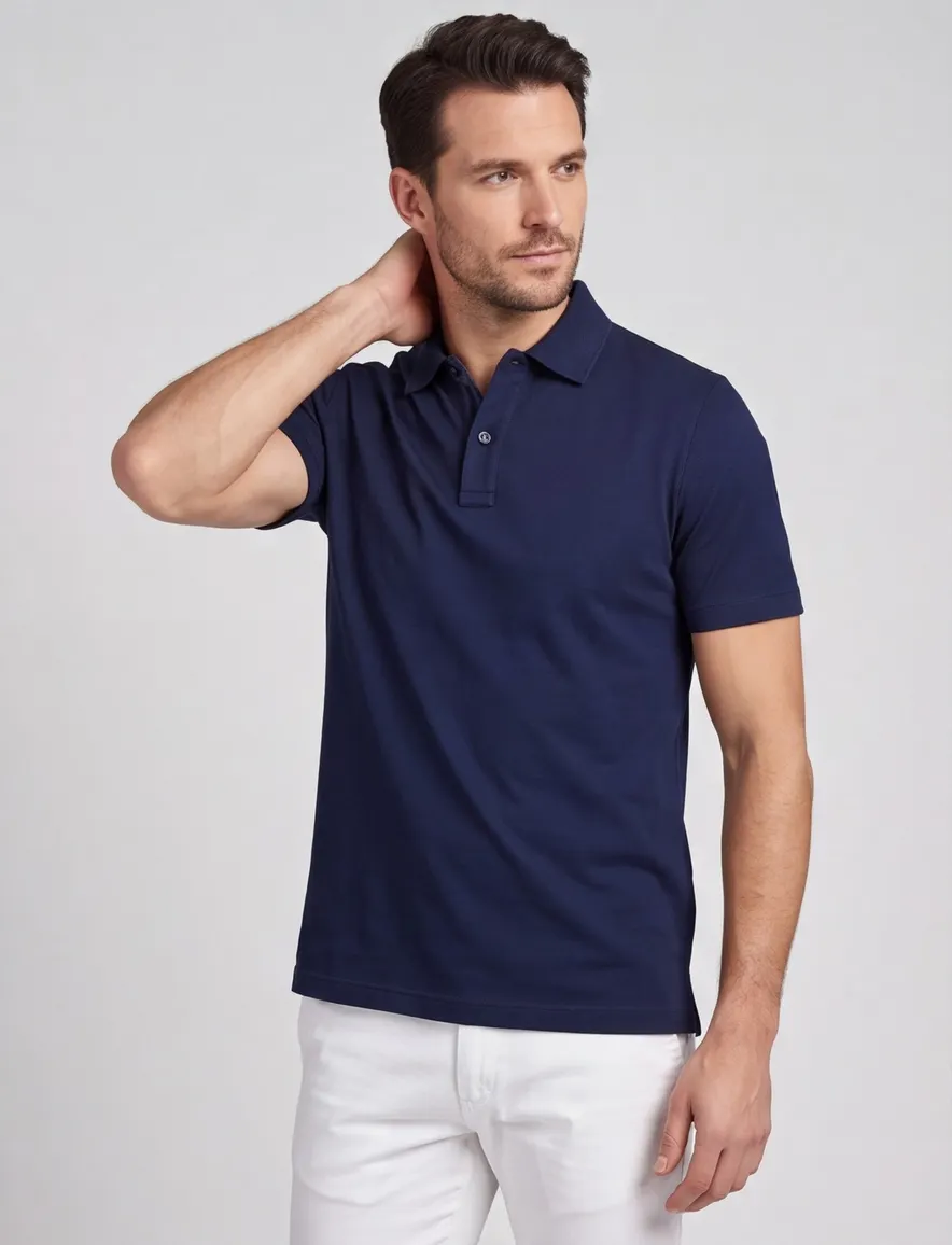 Paul & Shark polo wijde fit donkerblauw 2-knoops katoen