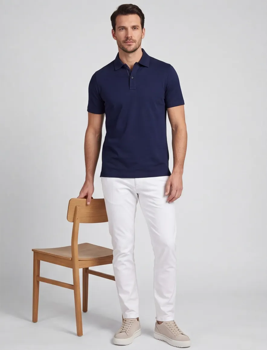 Paul & Shark polo wijde fit donkerblauw 2-knoops katoen