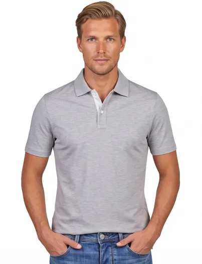 Paul & Shark Wijde fit Paul & Shark 2-knoops polo katoen grijs gemêleerd