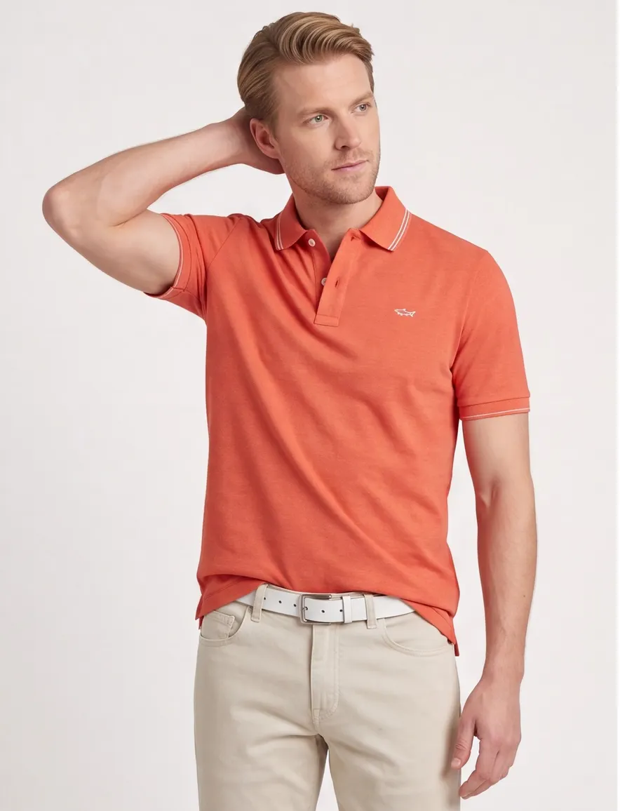Paul & Shark polo rood effen 2 knoops