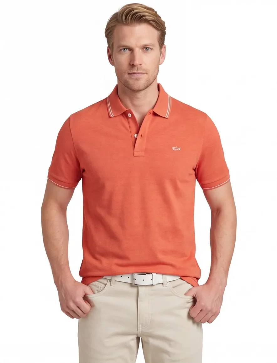 Paul & Shark polo rood effen 2 knoops