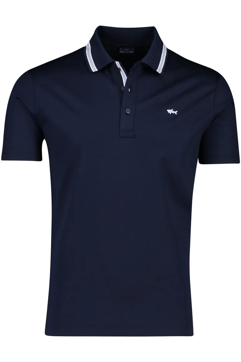 Donkerblauwe Paul & Shark polo wijde fit katoen 3-knoops