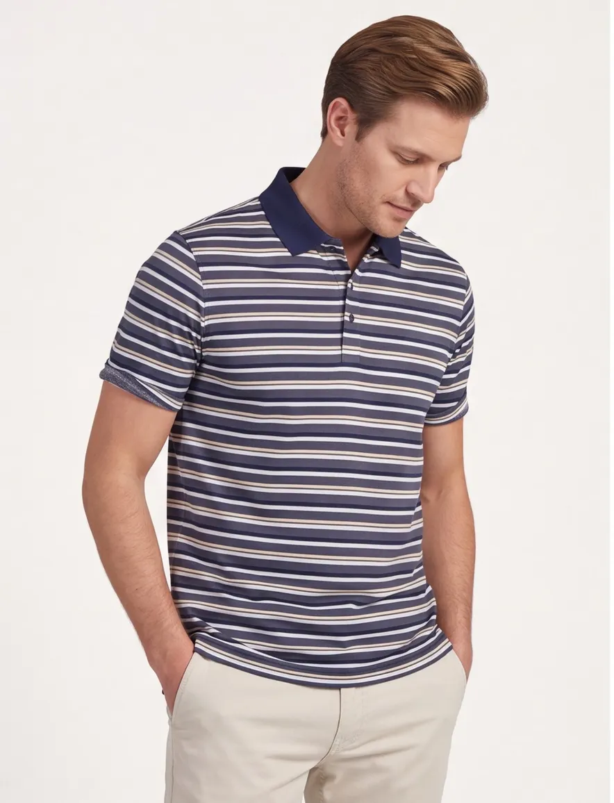 Paul & Shark polo donkerblauw gestreept katoen wijde fit