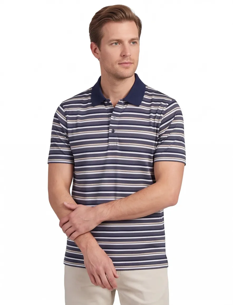 Paul & Shark polo donkerblauw gestreept katoen wijde fit