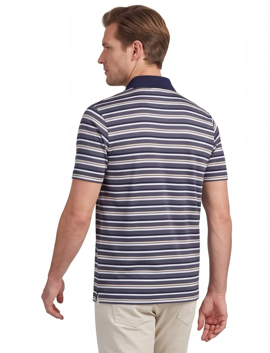 Paul & Shark polo donkerblauw gestreept katoen wijde fit
