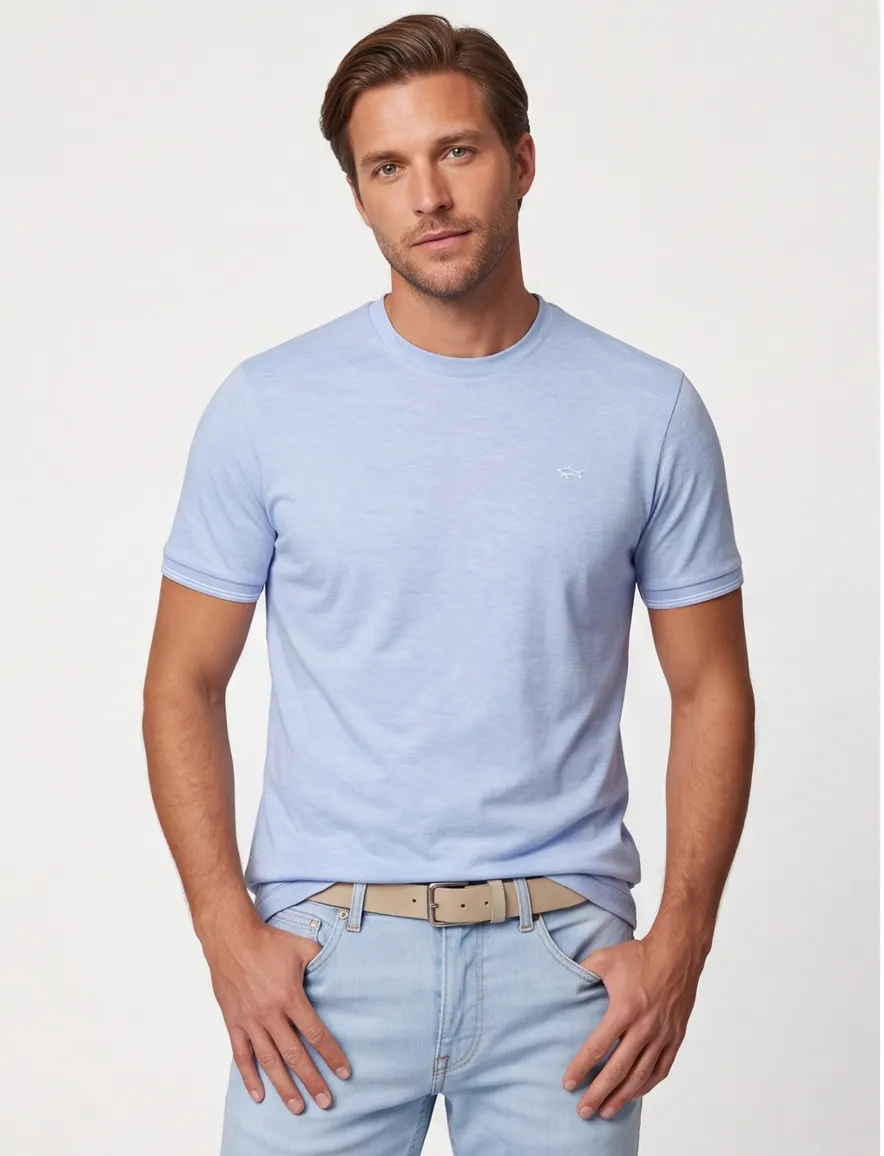 Paul & Shark katoenen t-shirt ronde hals lichtblauw