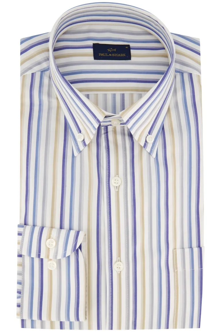 Paul & Shark katoenen casual overhemd wijde fit blauw gestreept