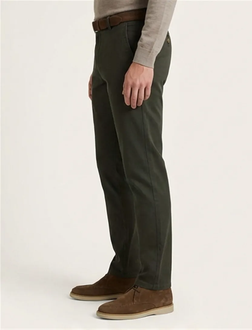 Meyer katoenen chino Rio stretch groen katoen