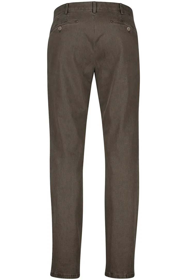 Meyer chino Rio bruin effen katoen