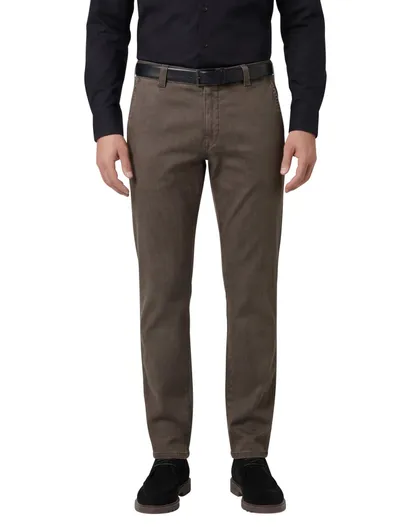 Meyer Meyer katoenen broek Rio modern fit bruin