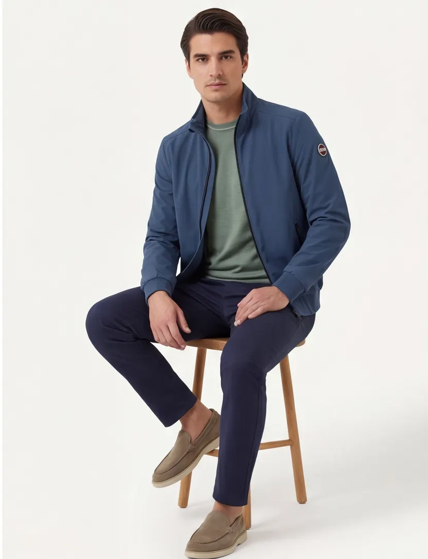 Colmar softshell zomerjas donkerblauw effen rits slim fit