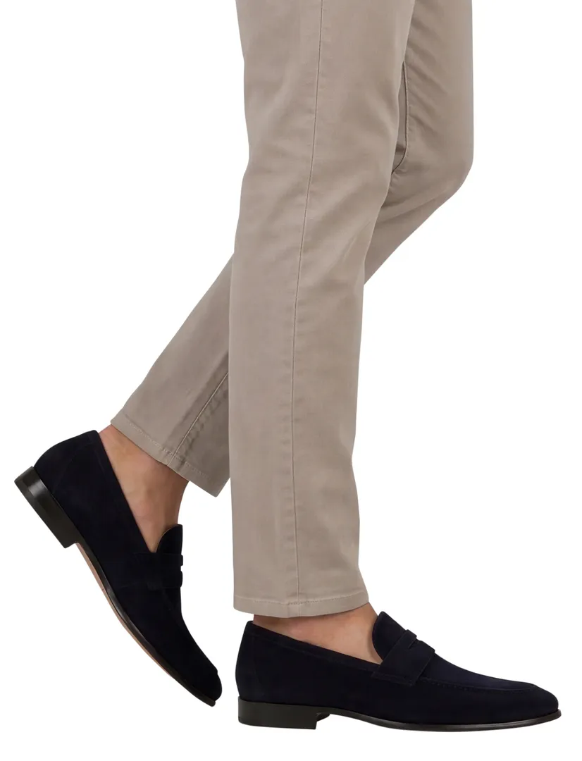 Donkerblauwe Magnanni loafers leer suede | Schulte Herenmode