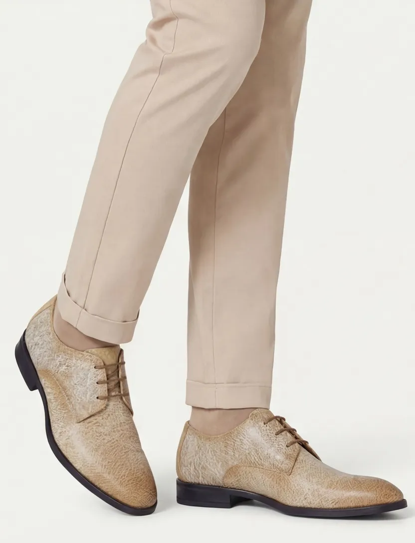 Giorgio nette lage veterschoenen beige geprint leer