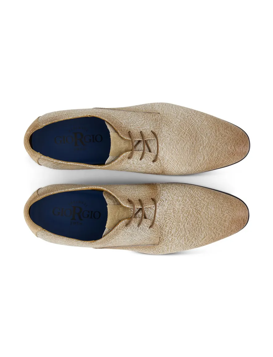 Giorgio nette lage veterschoenen beige geprint leer