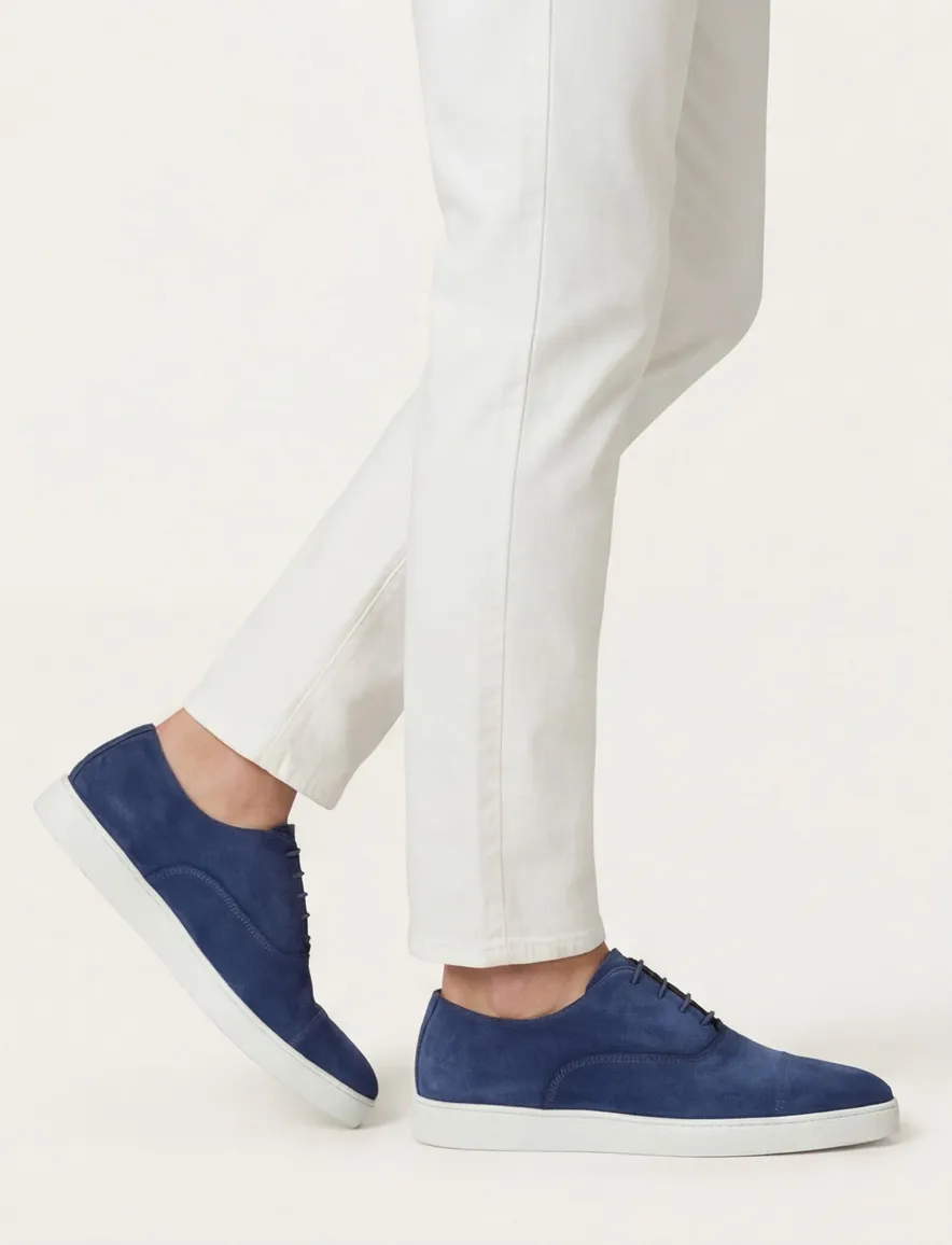 Giorgio sneakers blauw effen leer