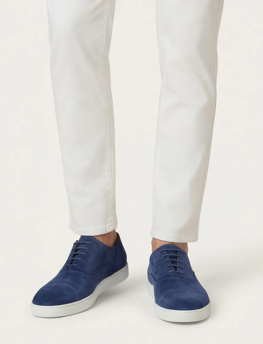 Giorgio sneakers blauw effen leer