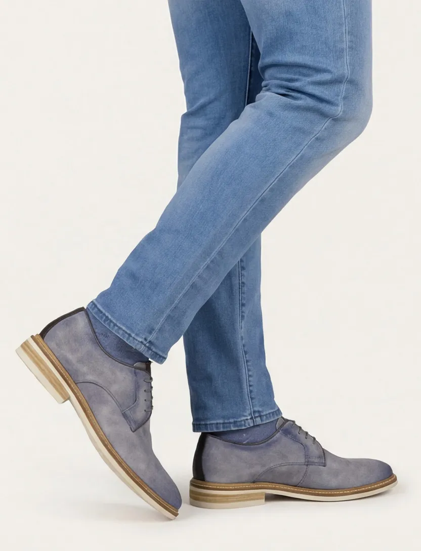 Giorgio lage veterschoen blauw structuur