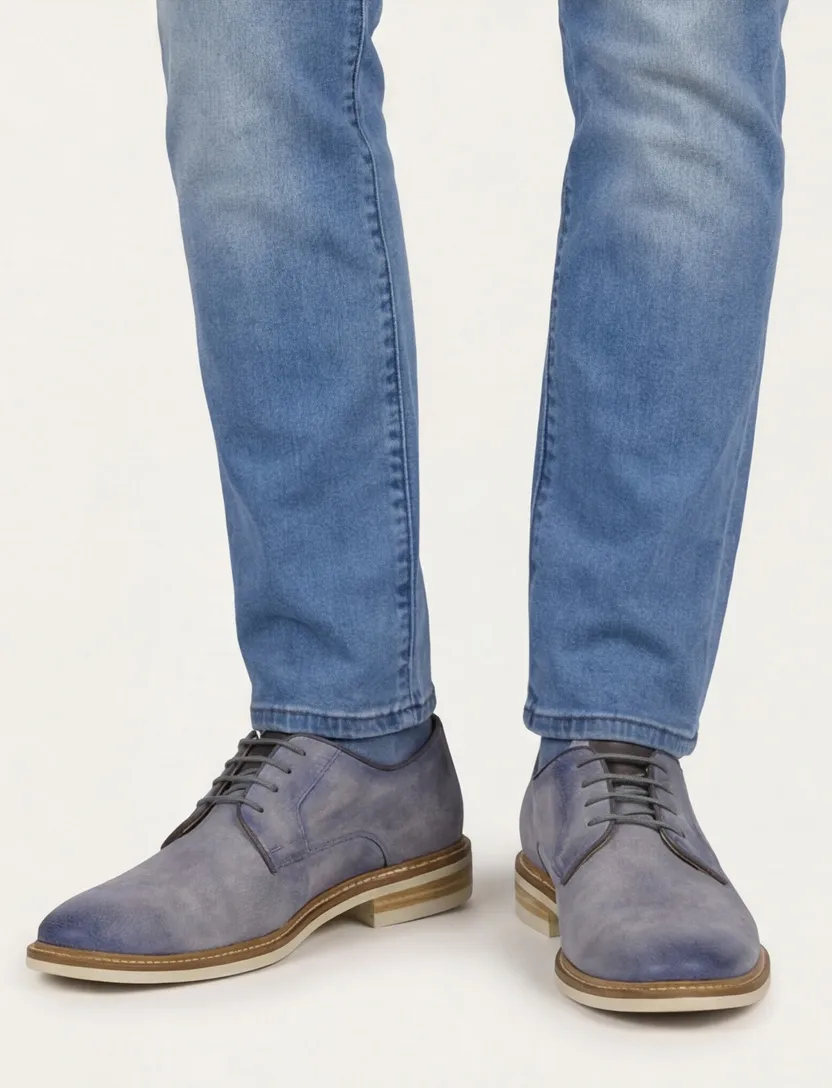 Giorgio lage veterschoen blauw structuur