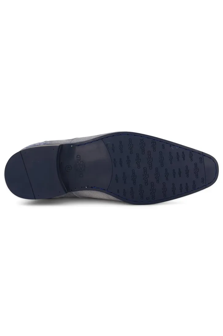 Giorgio veterschoenen grijs effen met donkerblauwe details leer