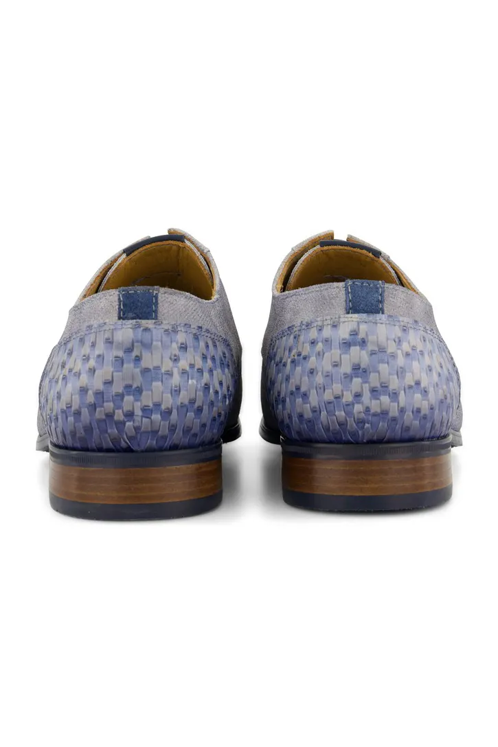Giorgio veterschoenen grijs effen met donkerblauwe details leer