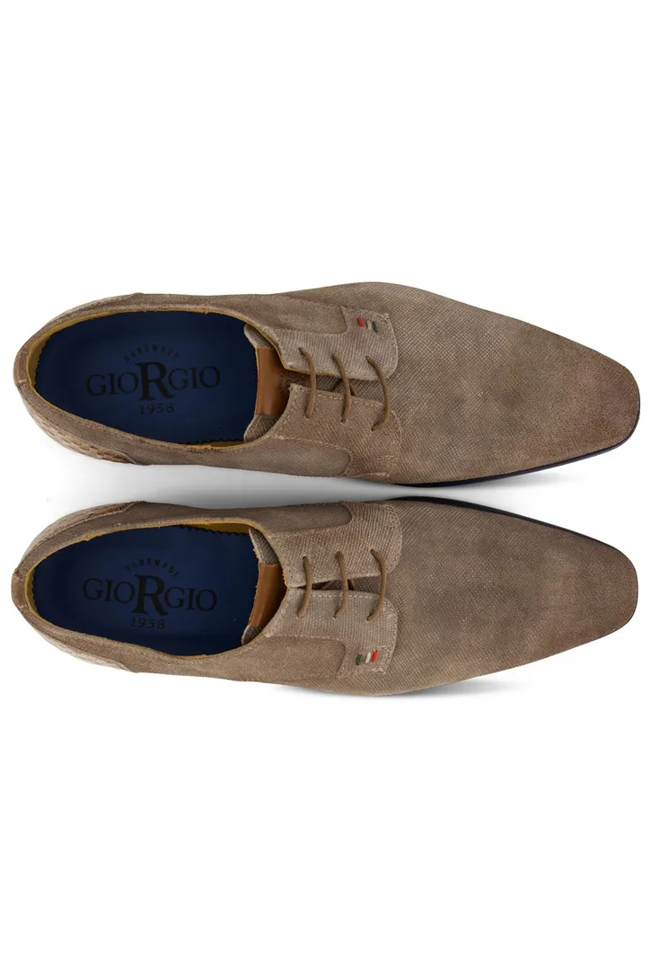 Giorgio veterschoenen bruin effen leer hiel vlak