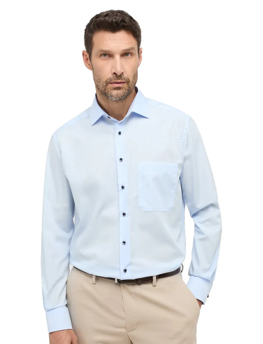 Eterna overhemd lichtblauw comfort fit katoen