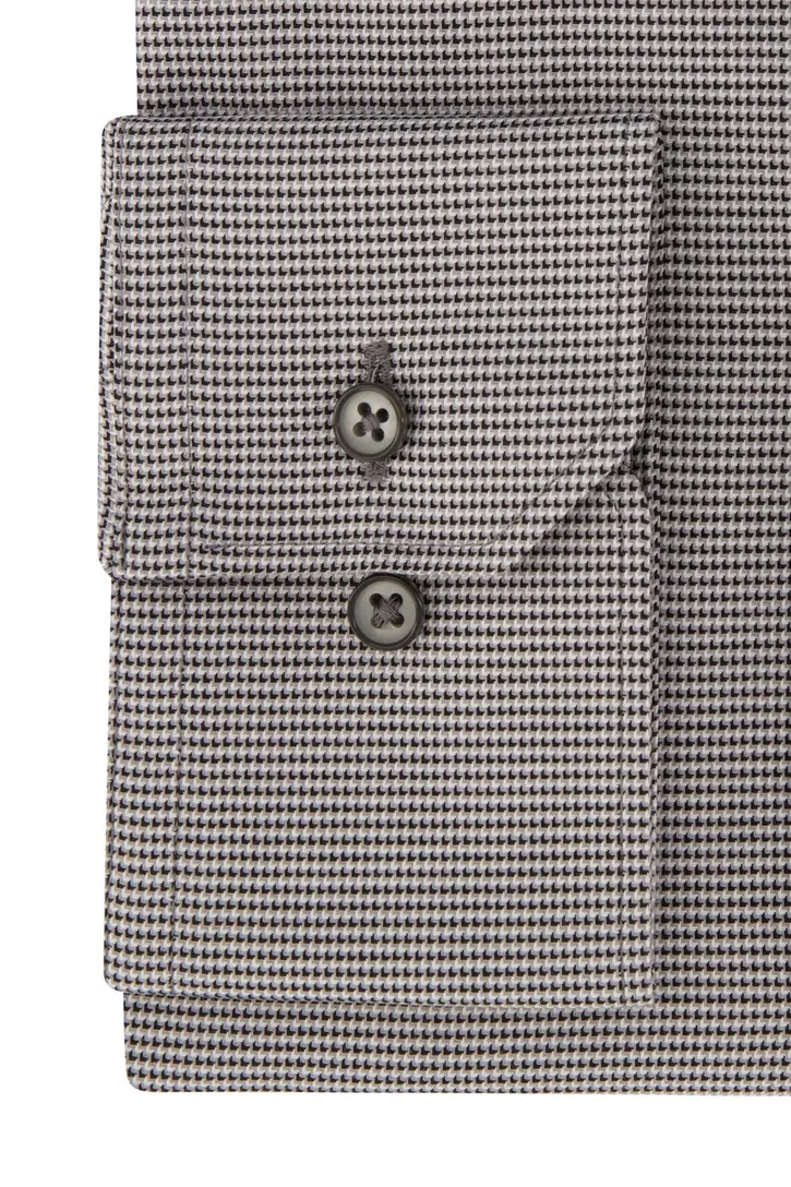 Eterna comfort fit overhemd borstzak zwart geruit katoen
