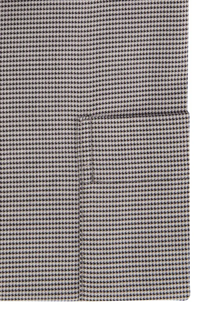 Eterna comfort fit overhemd borstzak zwart geruit katoen