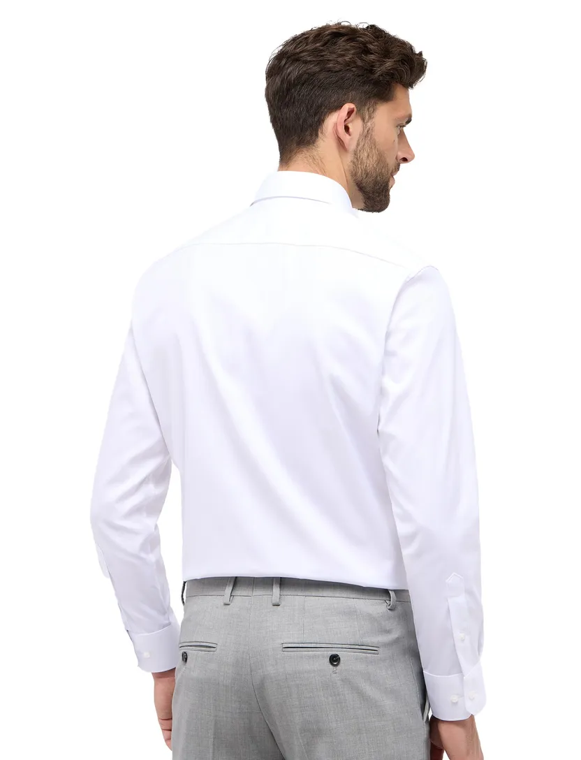 Eterna modern fit overhemd mouwlengte 7 wit katoen strijkvrij