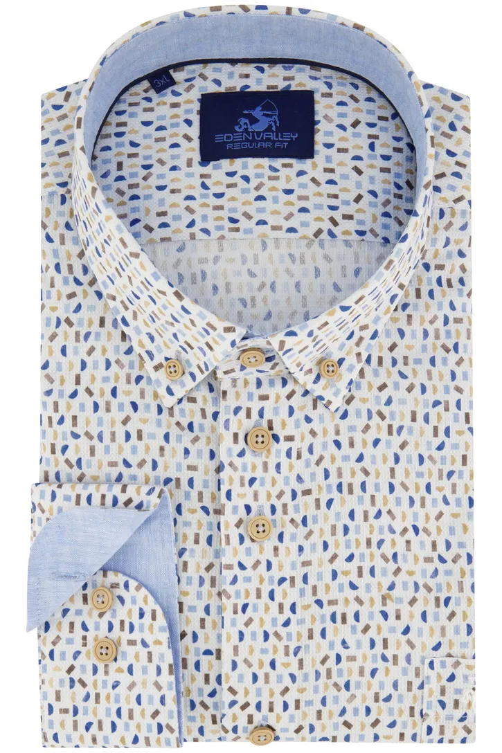 Eden Valley casual overhemd blauw geprint