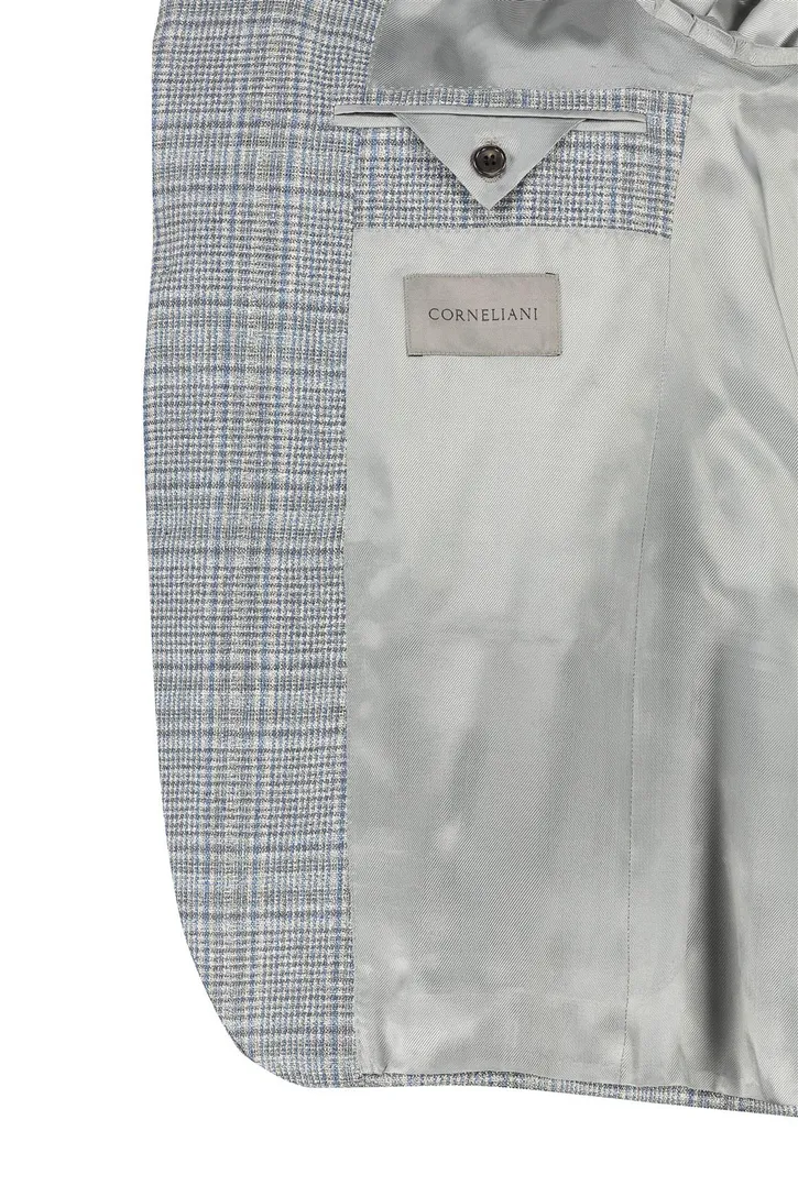 zijden Corneliani colbert grijs geruit normale fit
