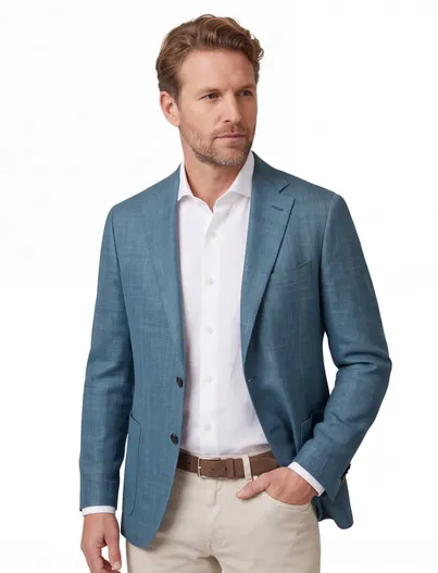 Corneliani Corneliani colbert blauw gemêleerd katoen normale fit