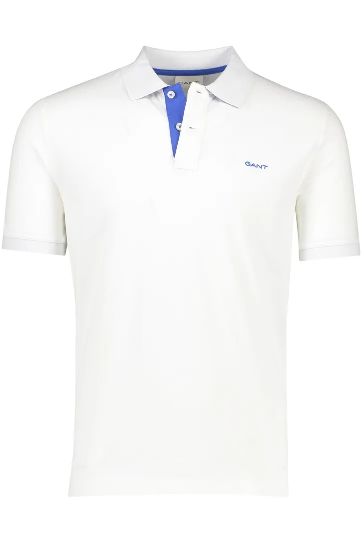 Katoenen Gant polo effen wit normale fit