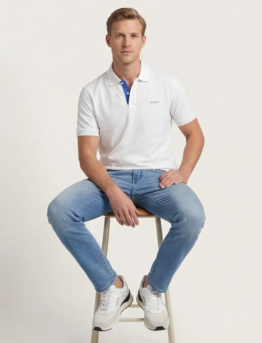Gant polo effen wit katoen normale fit
