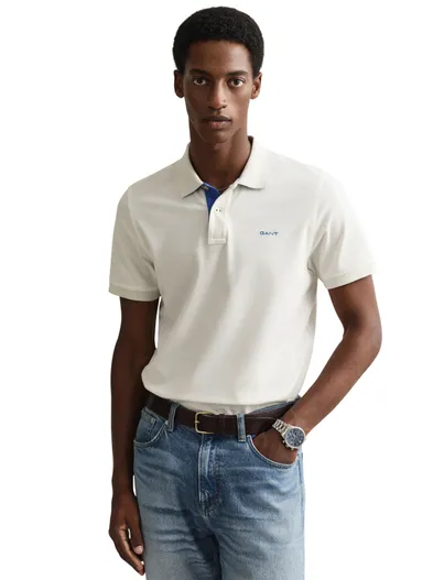 Gant Gant polo effen wit katoen normale fit