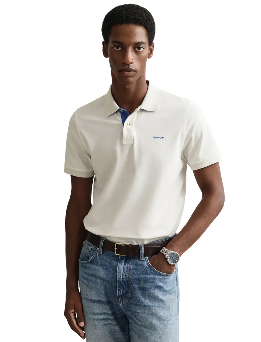 Gant polo effen wit katoen normale fit