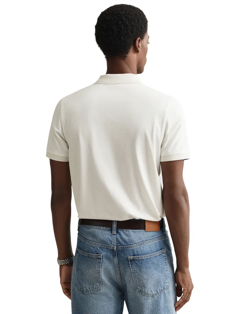 Katoenen Gant polo effen wit normale fit