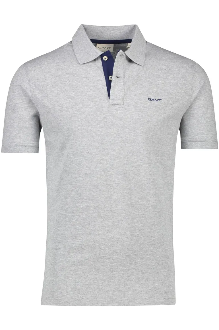 Gant polo slim fit grijs gemêleerd katoen