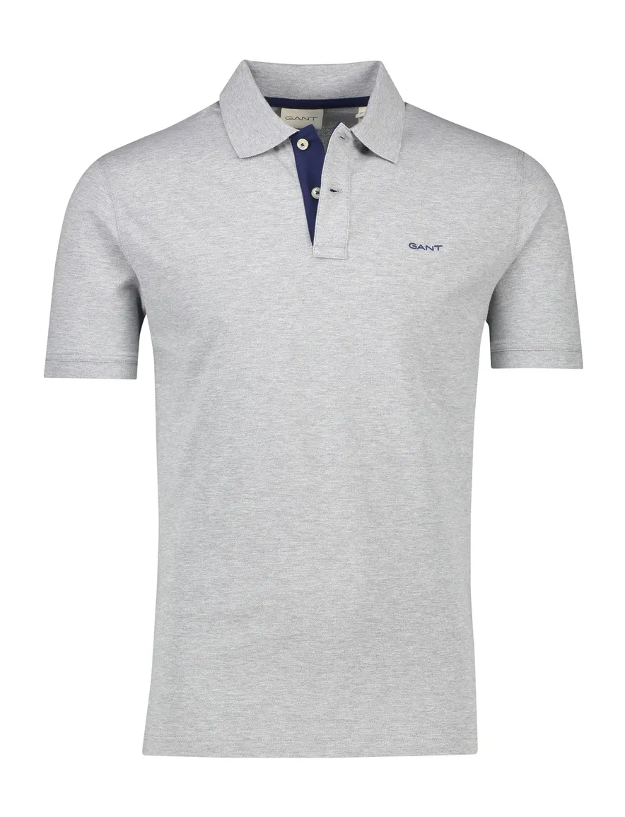 Gant polo slim fit grijs gemêleerd katoen