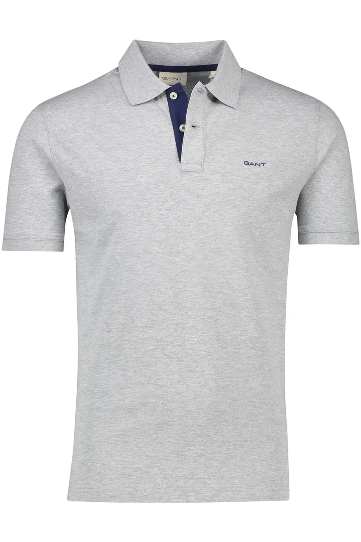 Gant slim fit grijze polo gemeleerd