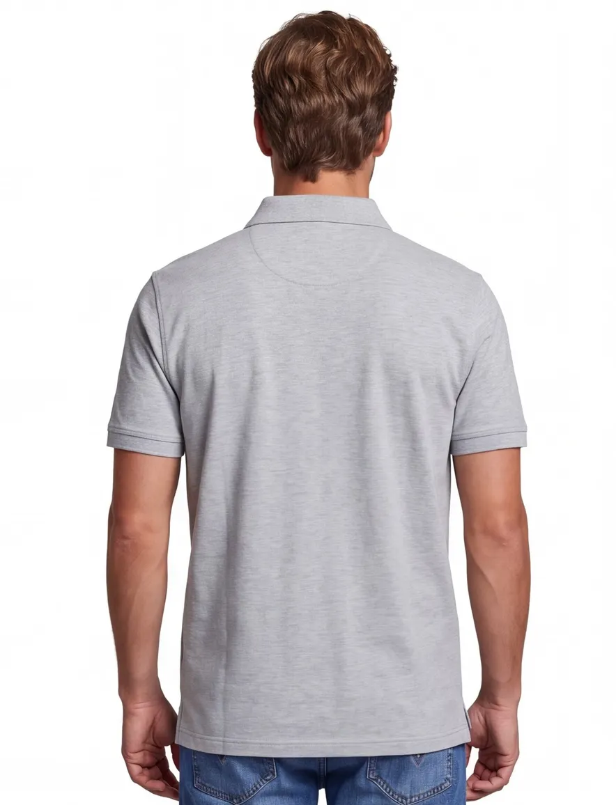 Gant polo slim fit grijs gemêleerd katoen