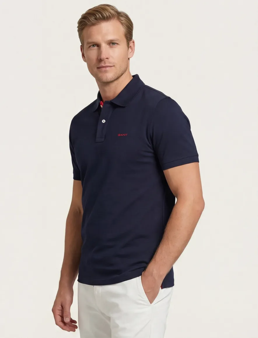 Gant polo donkerblauw 2-knoops